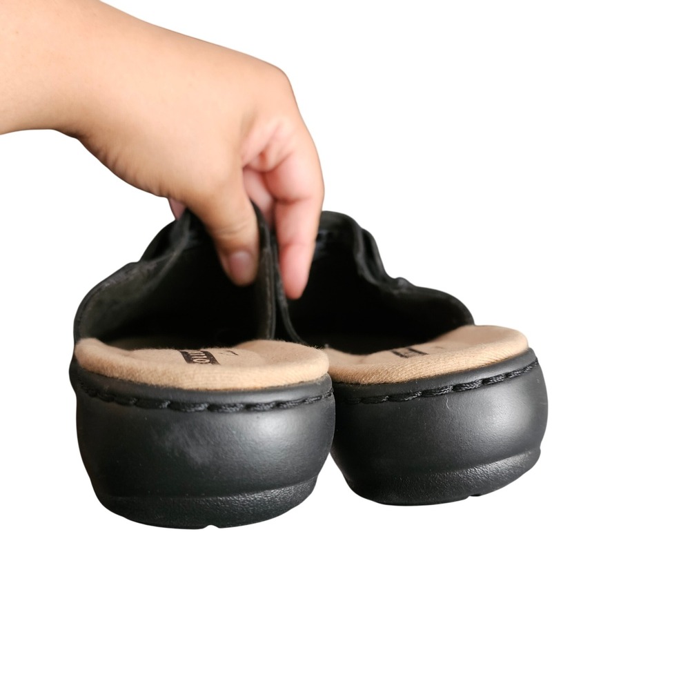 Clarks Womens Leisa Dream Black Leather Mules Size 7.5 - Picture 6 of 9
